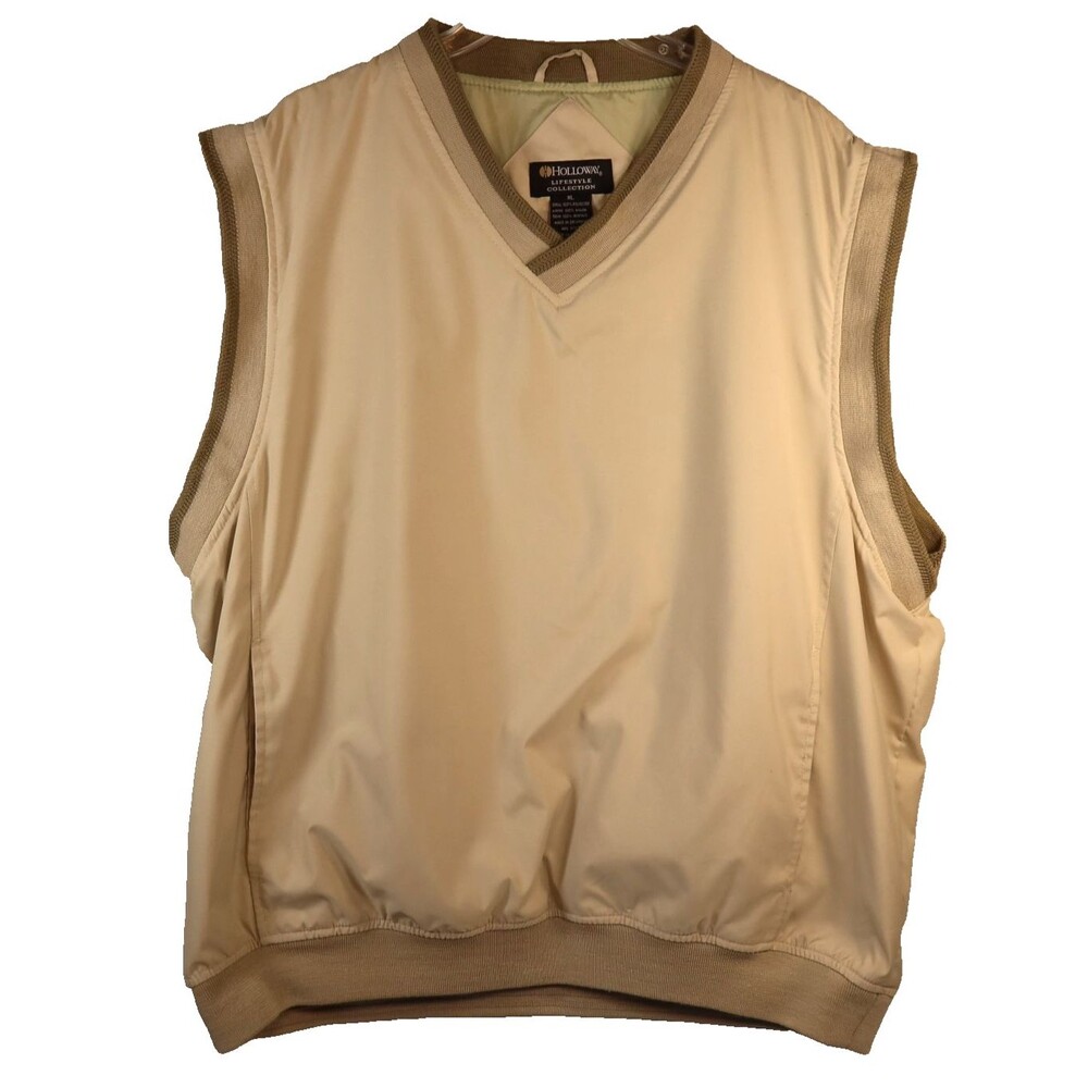 HOLLOWAY Lifestyle Men’s Size XL Golf Pullover Vest Windbreaker Athletic Beige